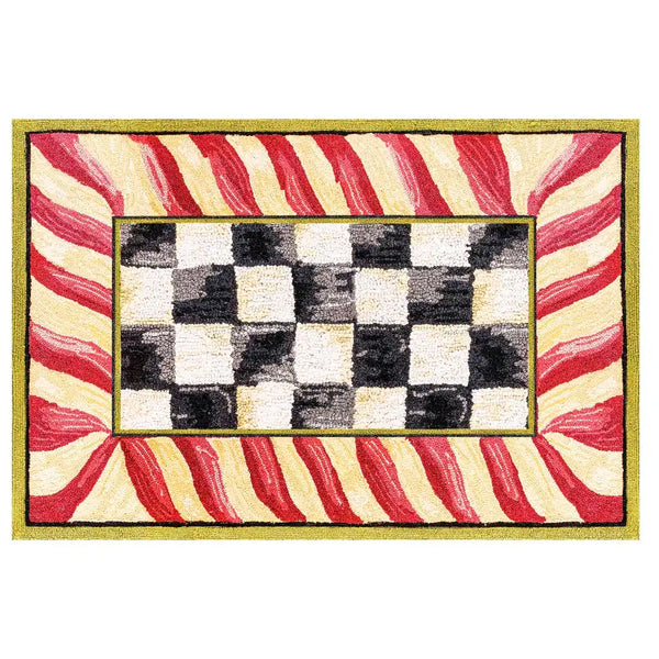 Courtly Check Red & Gold 2'6" x 10' Washable Runner