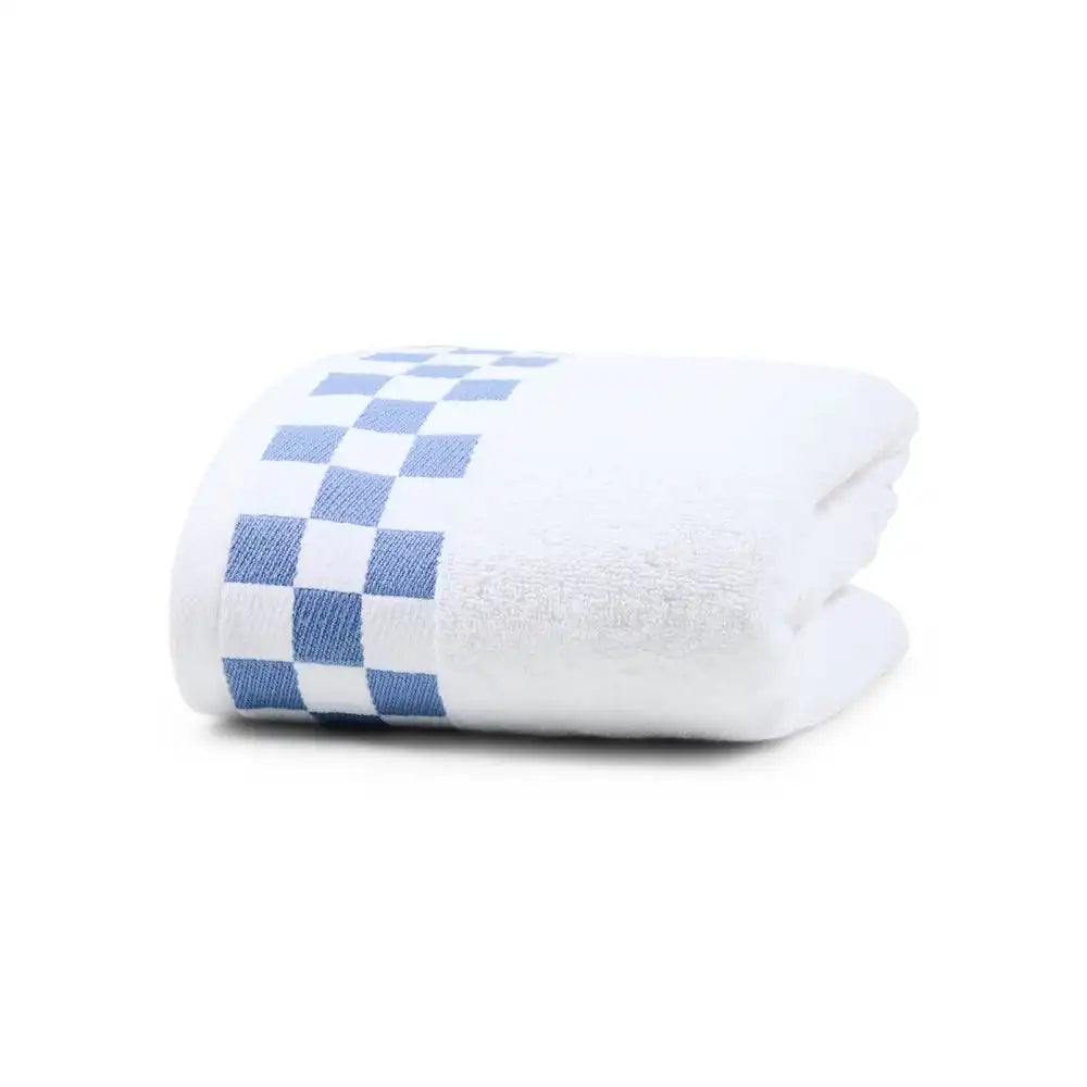 Bath Towel with French Blue Check Border Main image