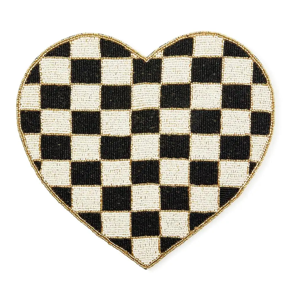 Black and White Check Heart Shaped Placemat Main image