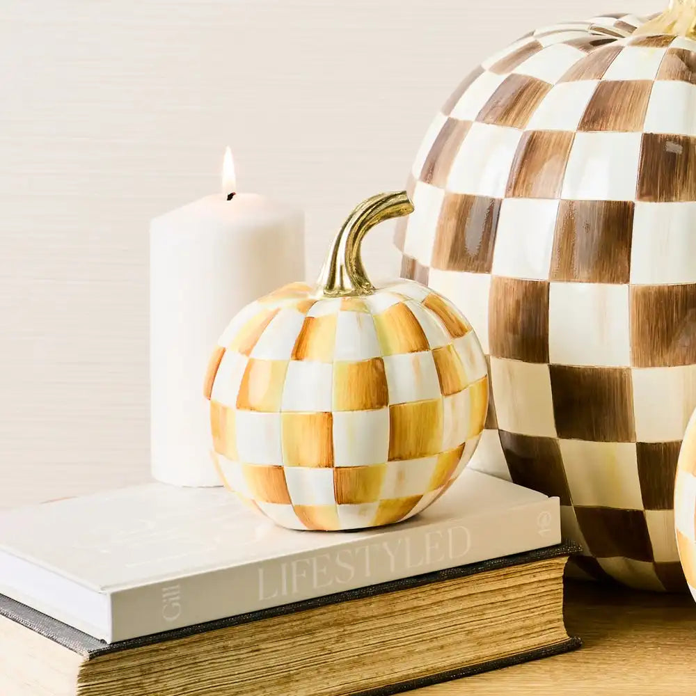 Mocha Check Mini Pumpkin