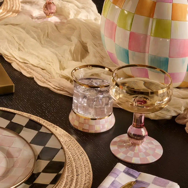 Rosy Check Tumbler Glass, Set of 2