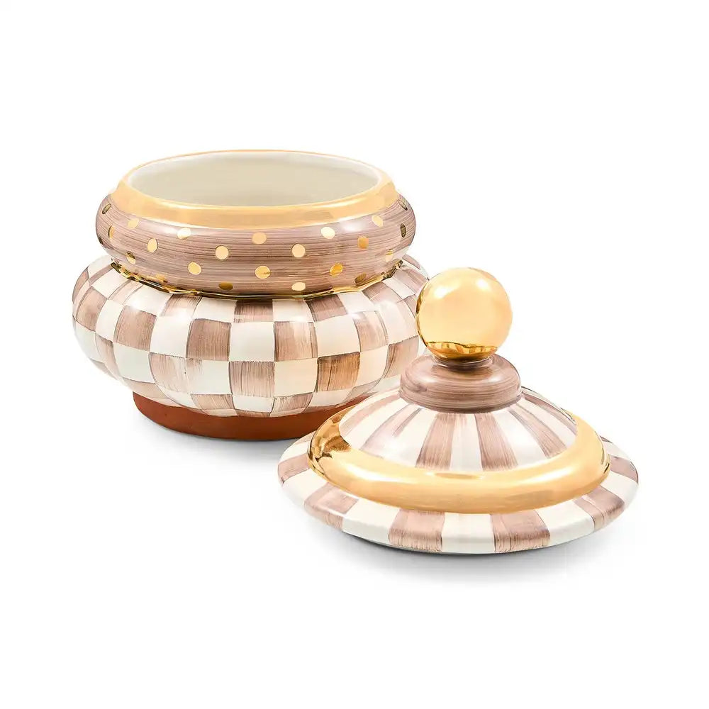 Mocha Check Ceramic Groovy Canister Secondary image