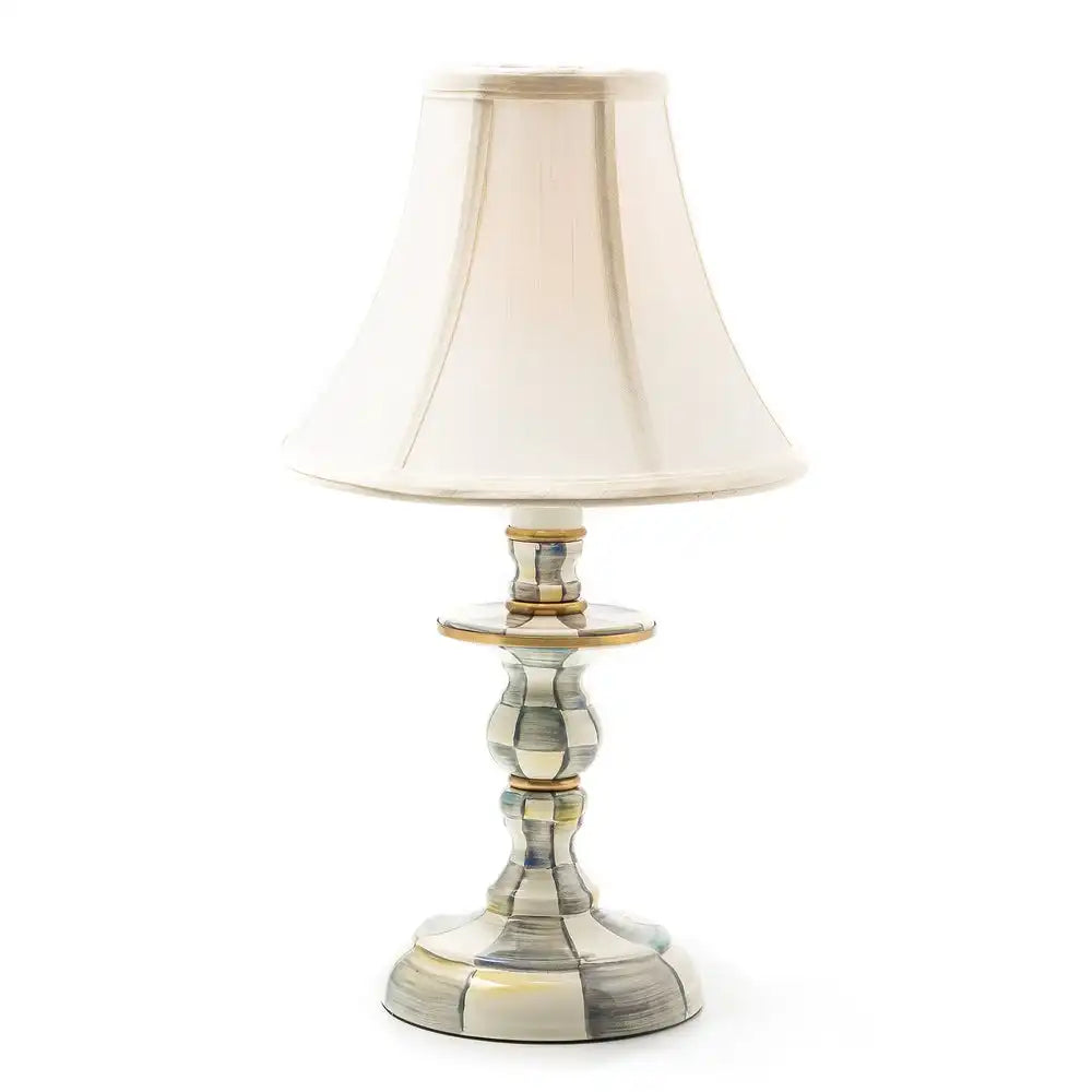 Emerald Check Candlestick Lamp