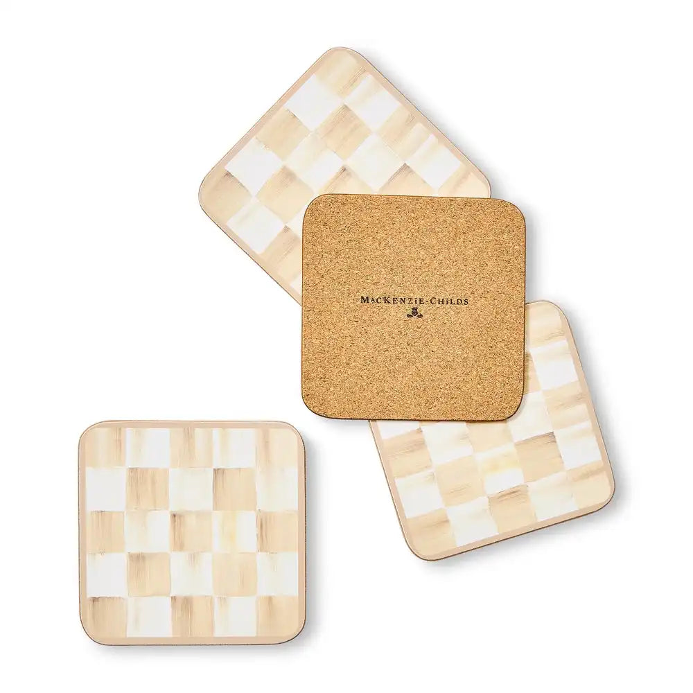 Courtly Checked Cork Back Coasters, Set of 4