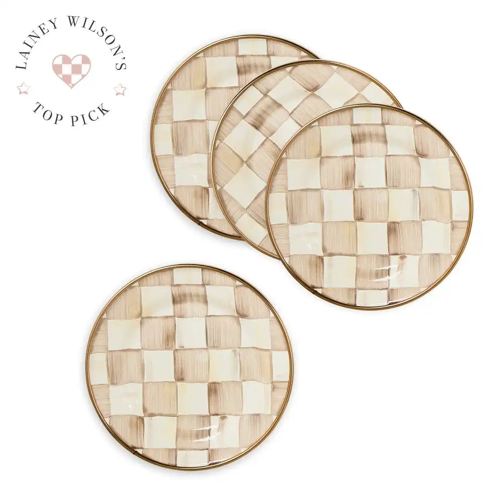 Rosy Check Appetizer Plates, Set of 4