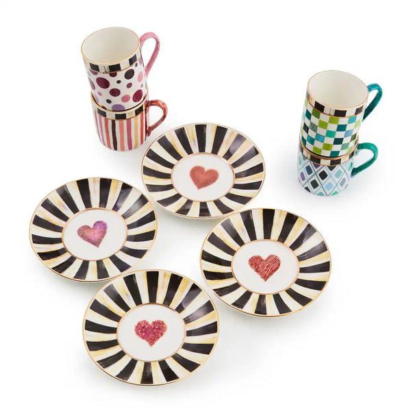 Sweetheart Espresso Cup & Saucer, Set of 4