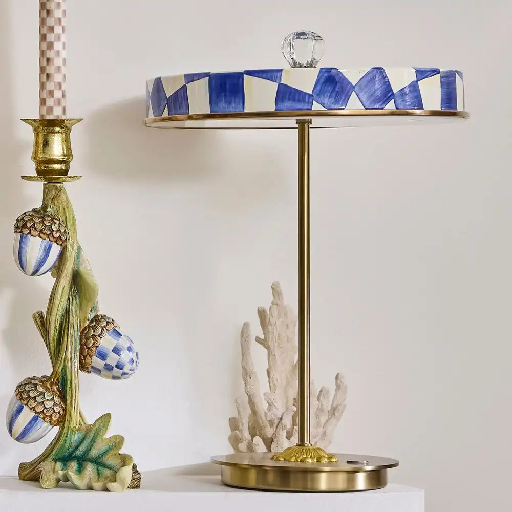 Courtly Check LED Rechargeable Disk Table Lamp