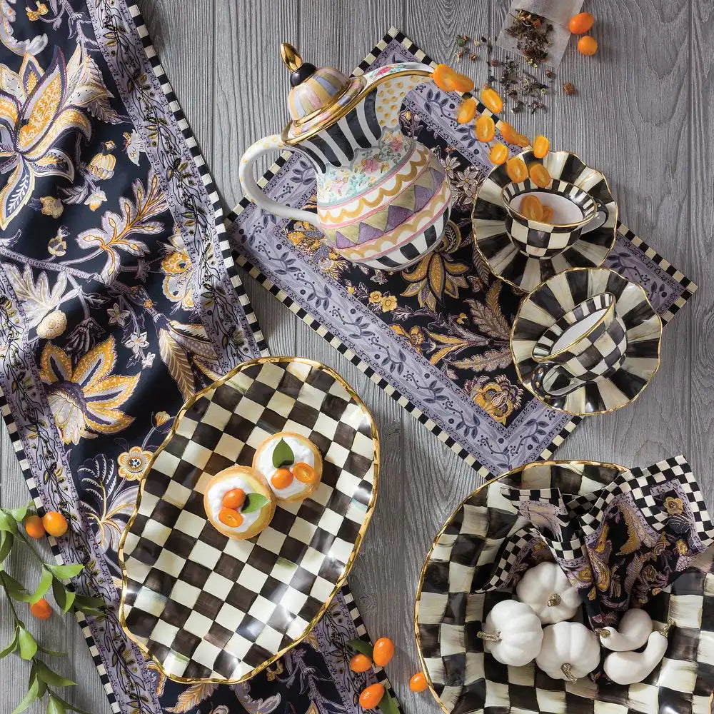 Mocha Check Ceramic Large Serving Platter