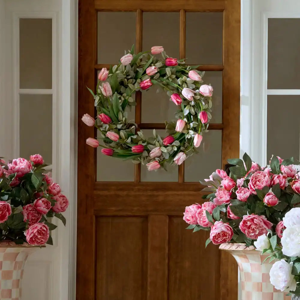 Rosy Check Tulip 28" Wreath Secondary image
