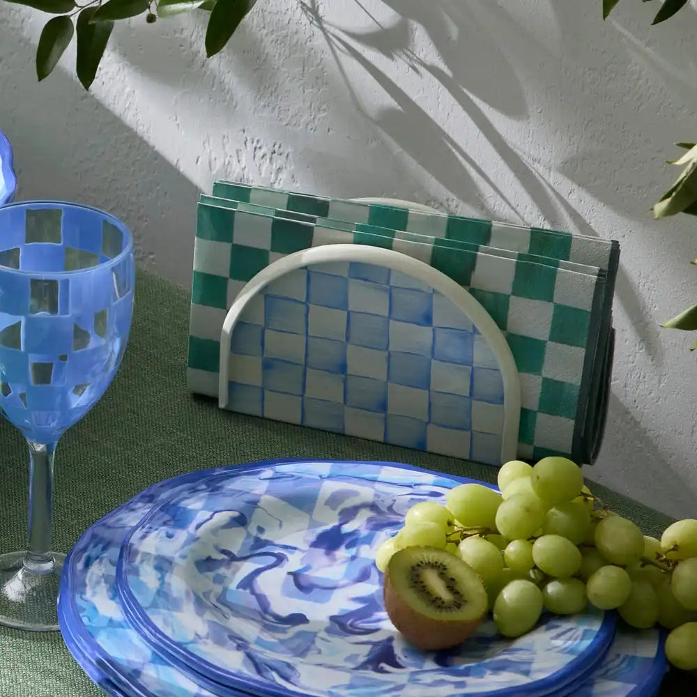 Mocha Check Napkin Holder