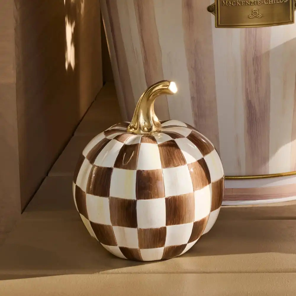 Mocha Check Mini Pumpkin
