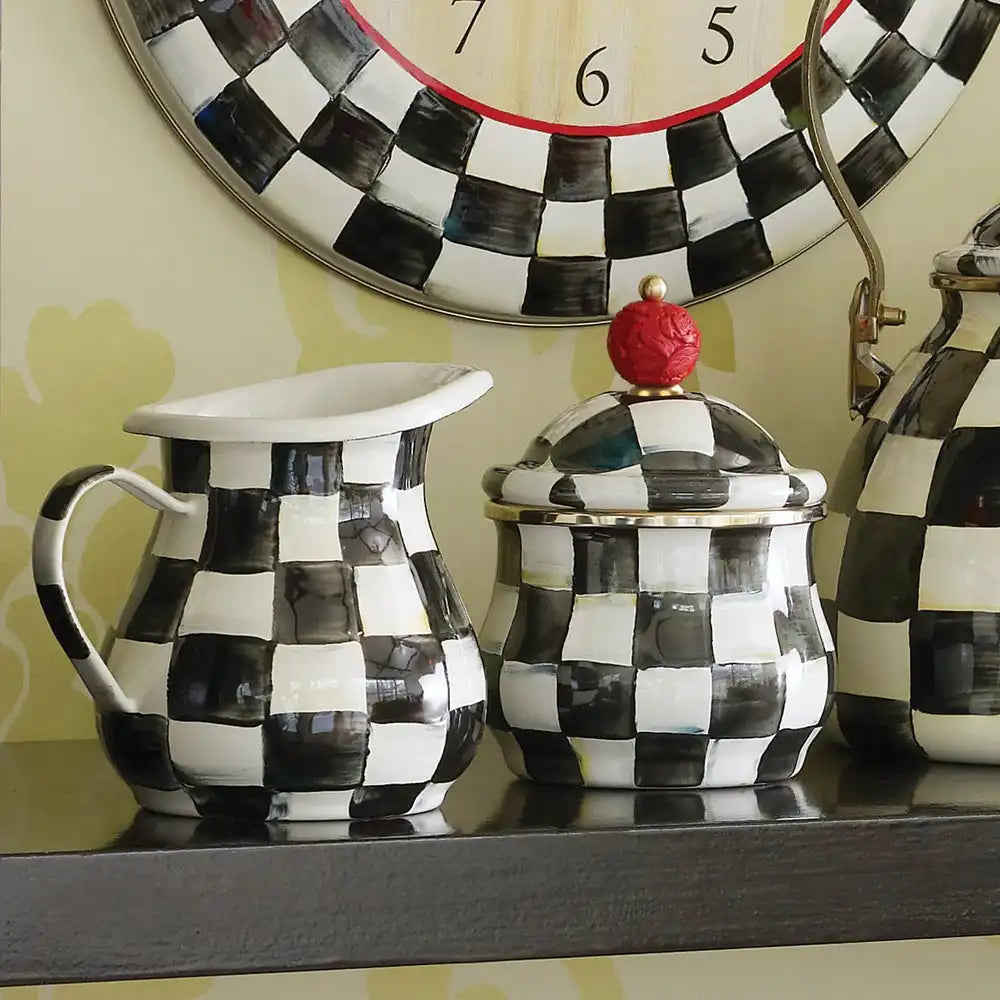 Mocha Check Lidded Sugar Bowl
