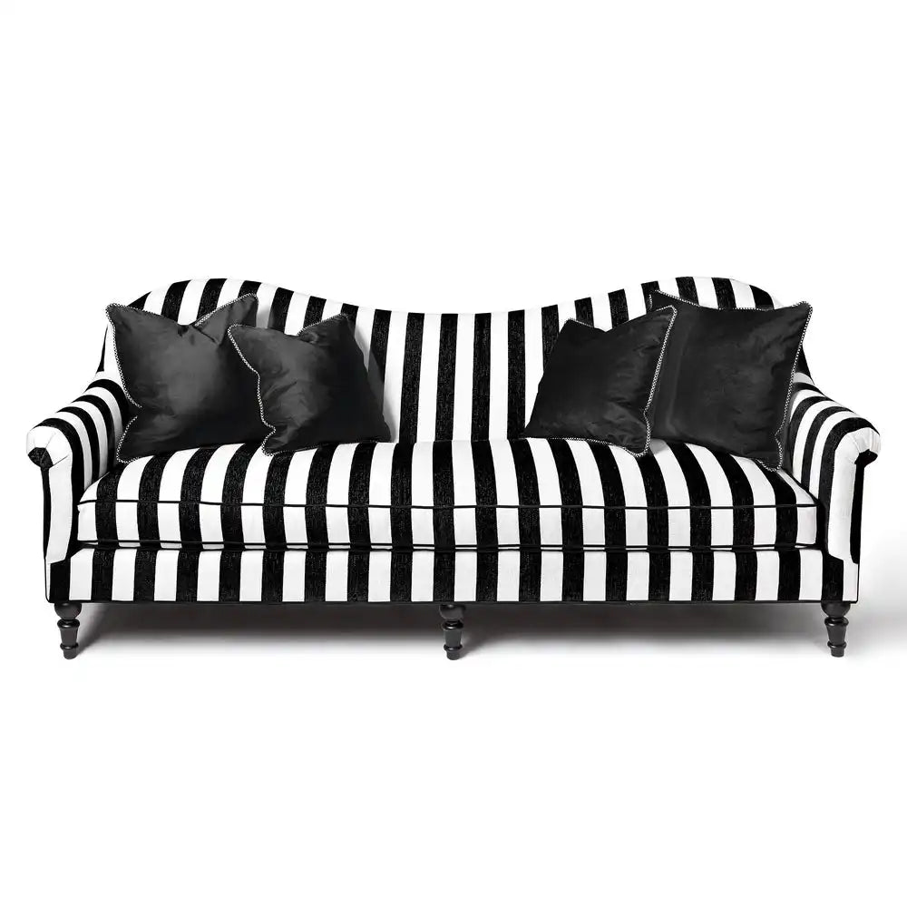 Marquee Black Stripe Chenille Wing Chair