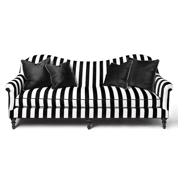 Marquee Black Stripe Chenille Wing Chair