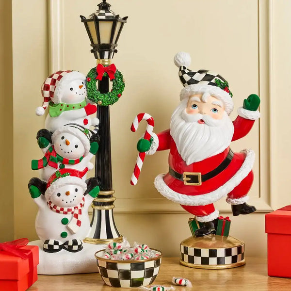 Illuminated Snowman Lamppost Figurine
