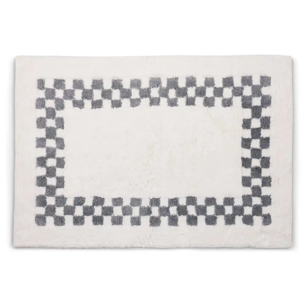Black Check Hotel Bath Rug
