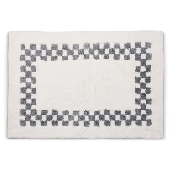 Black Check Hotel Bath Rug