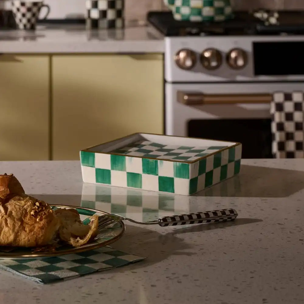 Mocha Check Cocktail Napkin Holder