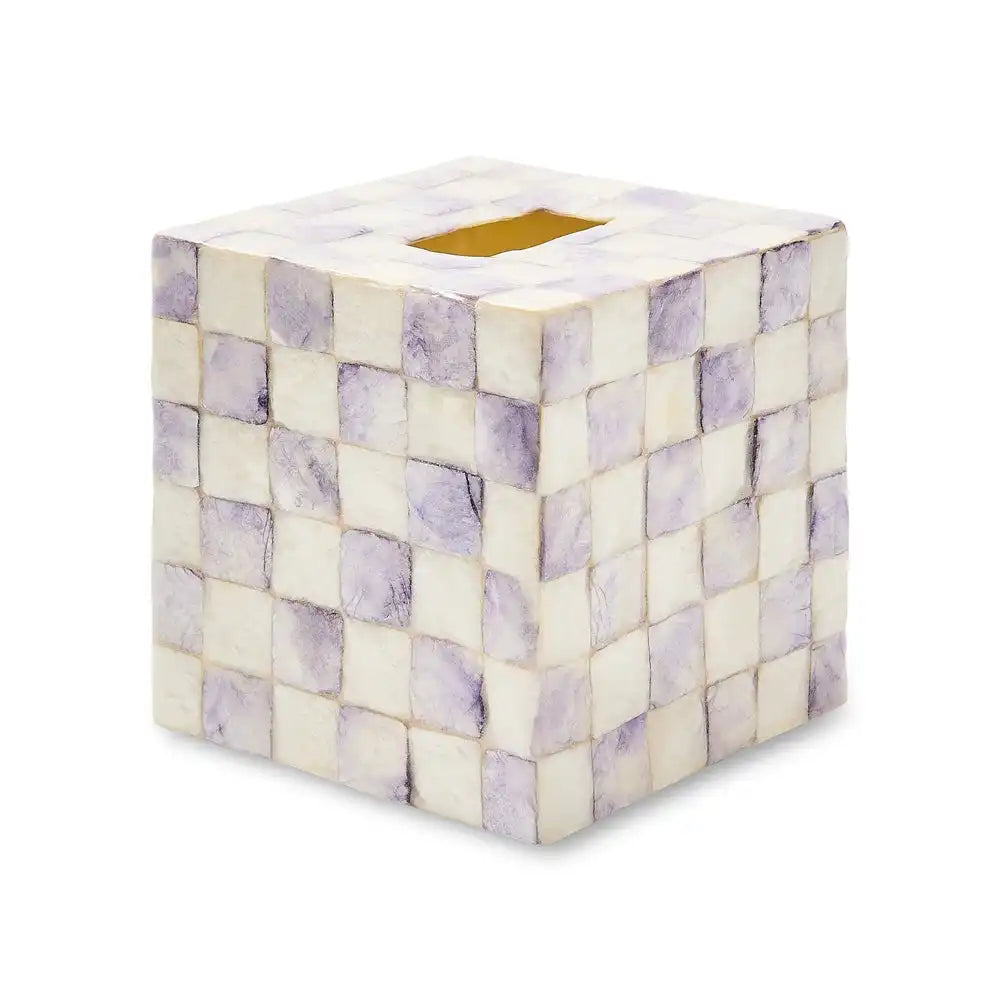 Violet Check Capiz Waste Bin