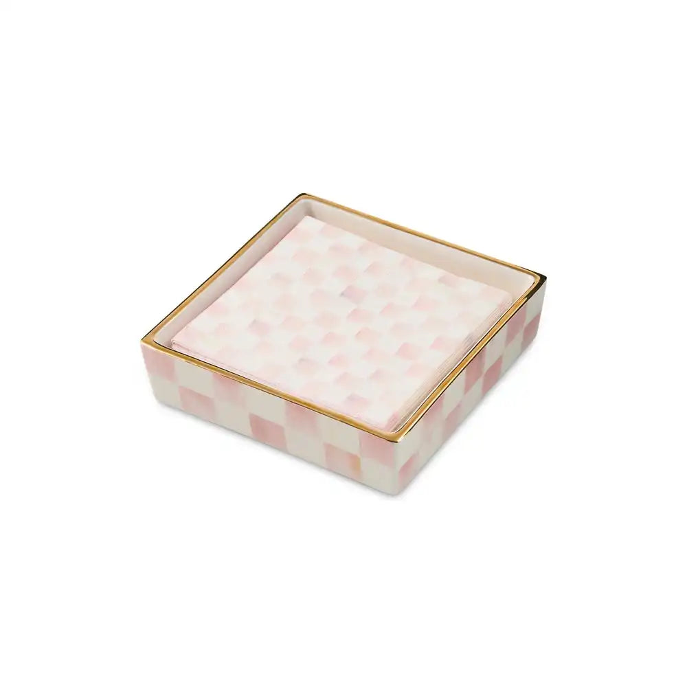 Mocha Check Cocktail Napkin Holder