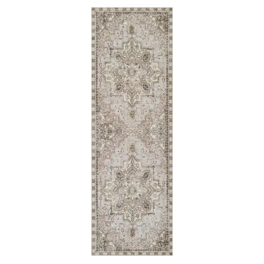 Heriz Checked Mocha 8' x 10' Washable Rug