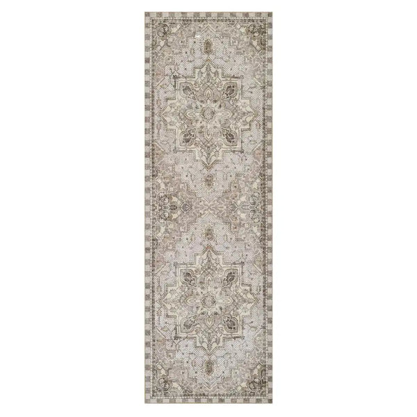 Heriz Checked Mocha 8' x 10' Washable Rug
