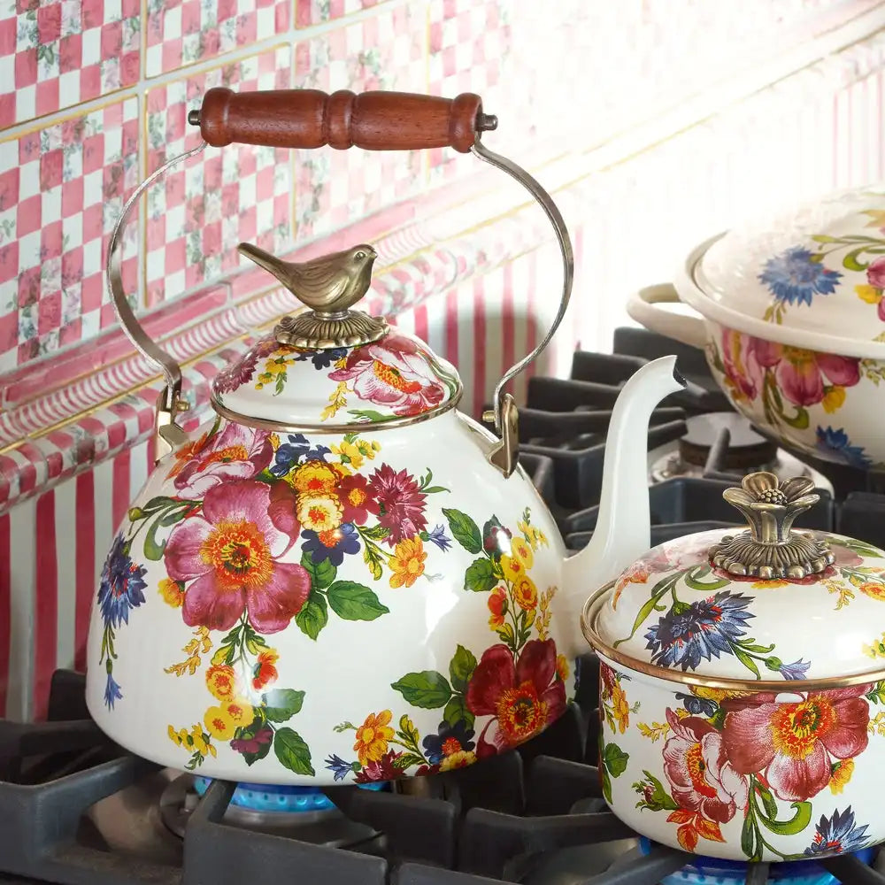 Courtly Check 3 Quart Tea Kettle with Bird