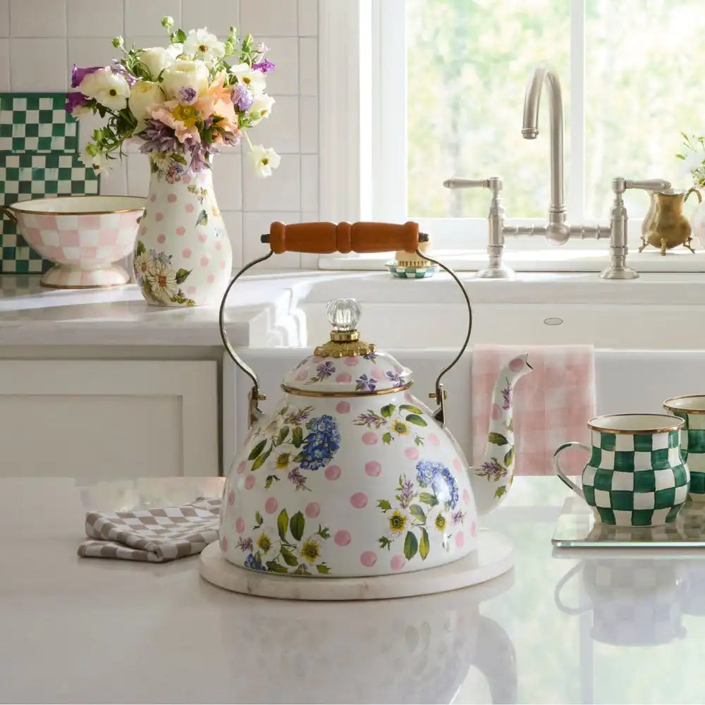 Rosy English Garden 2 Quart Tea Kettle