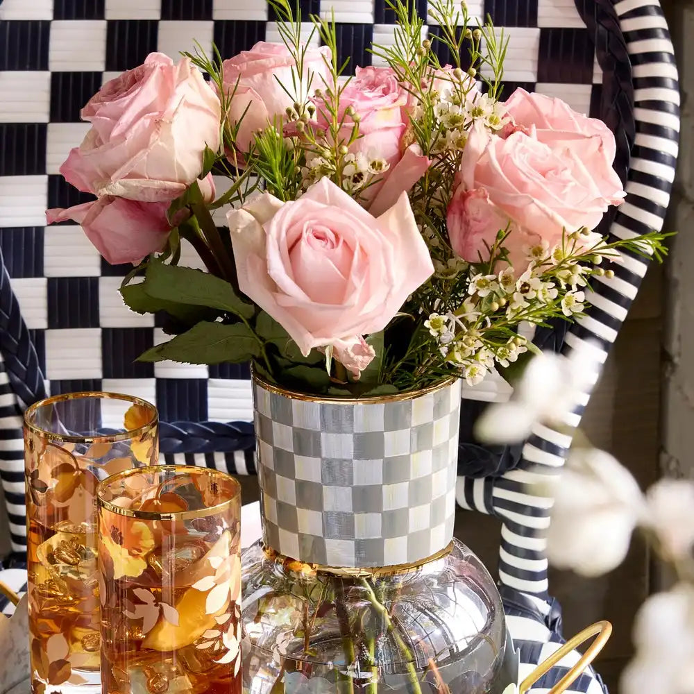Sky Check Glass Vase