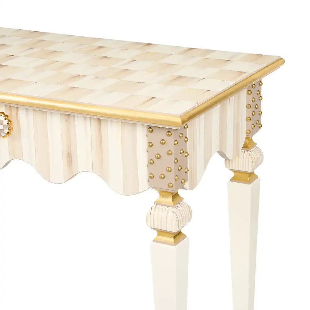 Mocha Check & Stripe Console Table