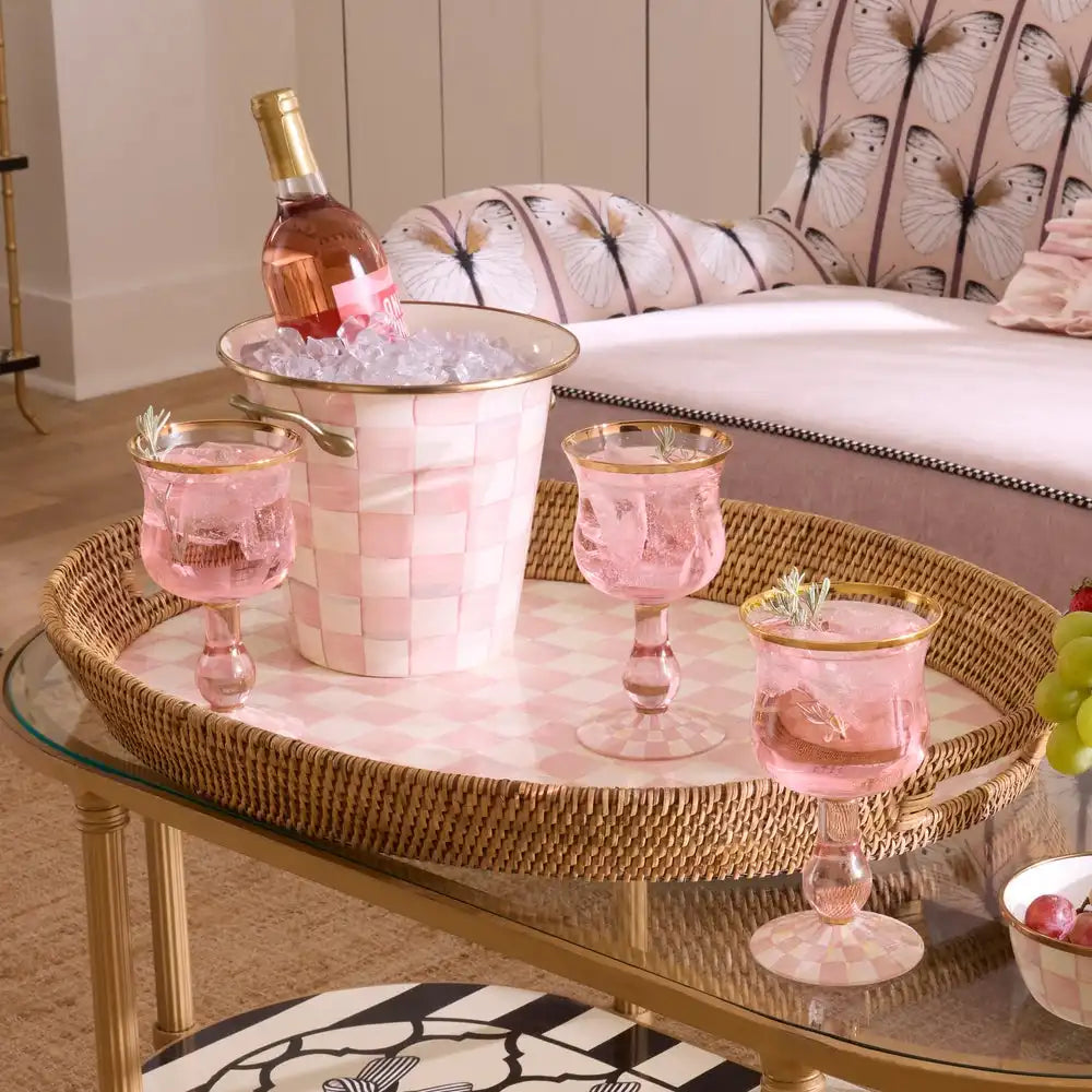Rosy Check Tumbler Glass, Set of 2
