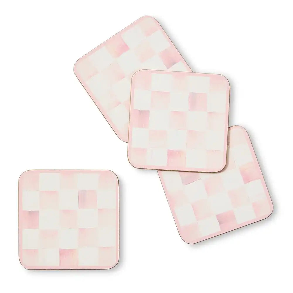 Courtly Checked Cork Back Coasters, Set of 4