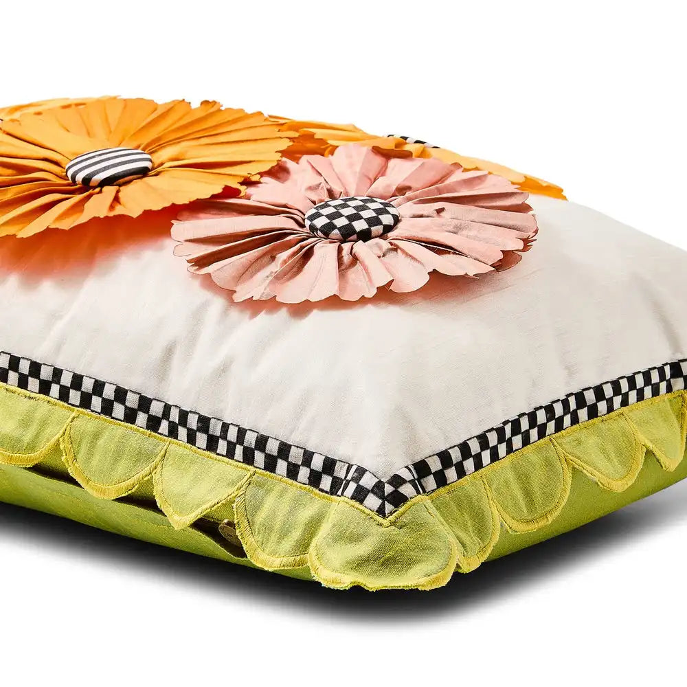 Spring Bouquet Scalloped Lumbar Pillow