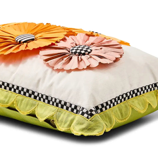 Spring Bouquet Scalloped Lumbar Pillow