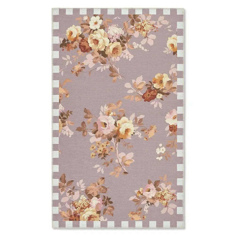 Taupe Wild Rose 8' x 10' Washable Rug