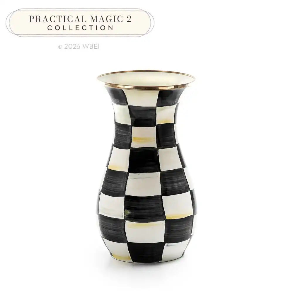 Mocha Check Tall Vase
