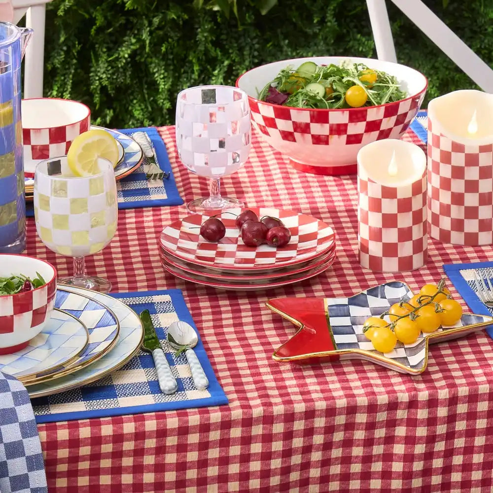 Cherry Check Salad Plates, Set of 4