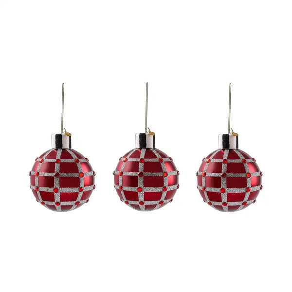 Ruby Red Glass Ball Ornaments, Set of 6