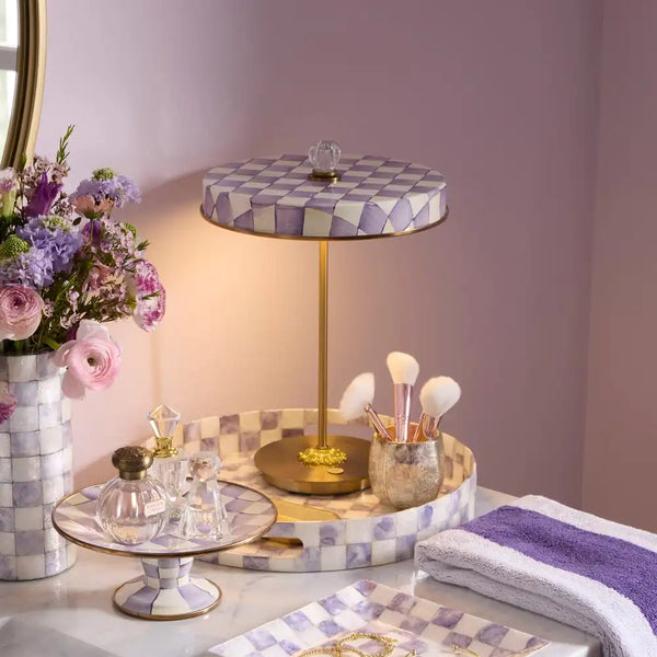 Courtly Check LED Rechargeable Disk Table Lamp
