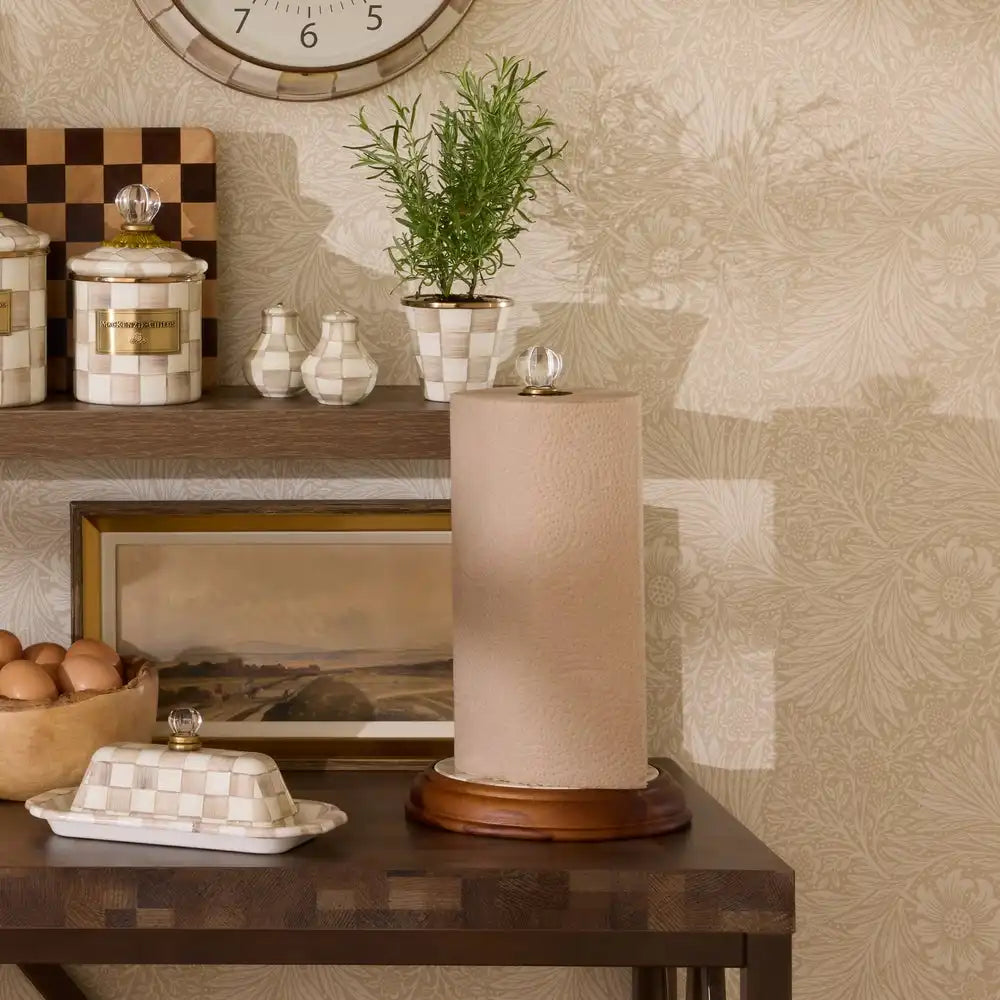 Mocha Check Wood Paper Towel Holder Secondary image