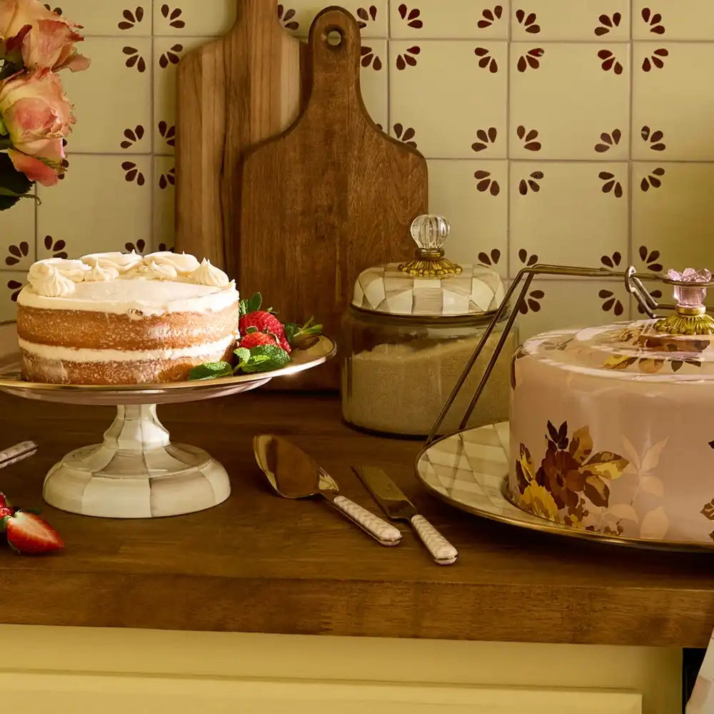 Mocha Check Bistro Cake Serving Set Secondary image