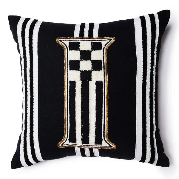 Monogram "Q" Beaded Throw Pillow