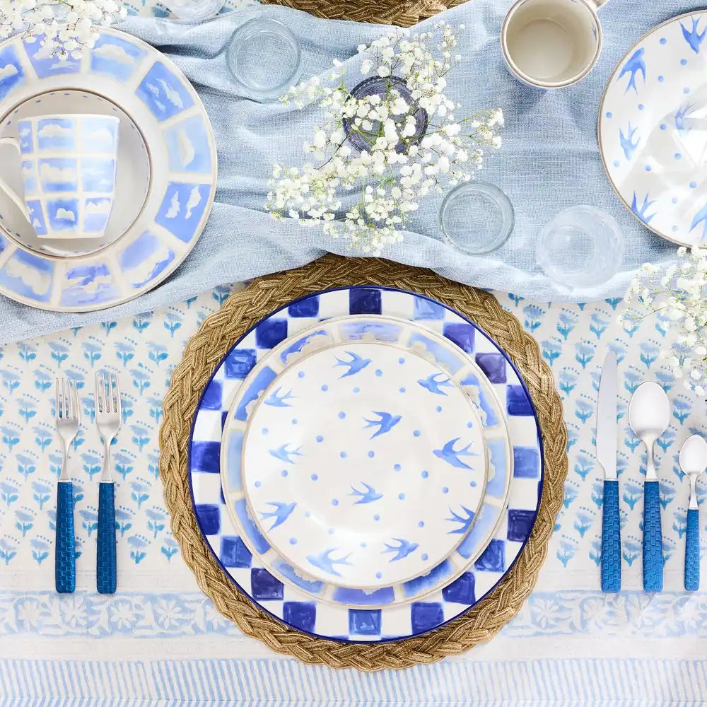 Pink Check Round Platter