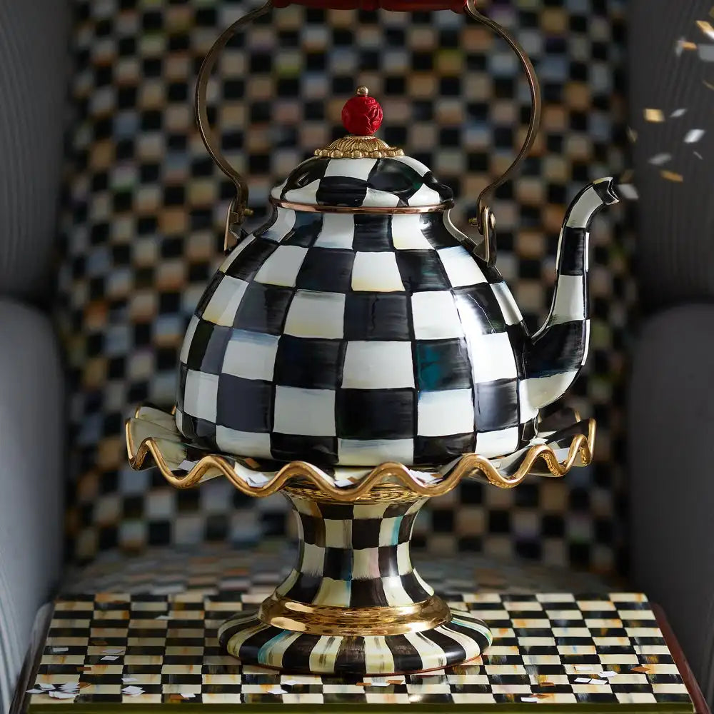 Courtly Check Ceramic Fluted Cake Stand