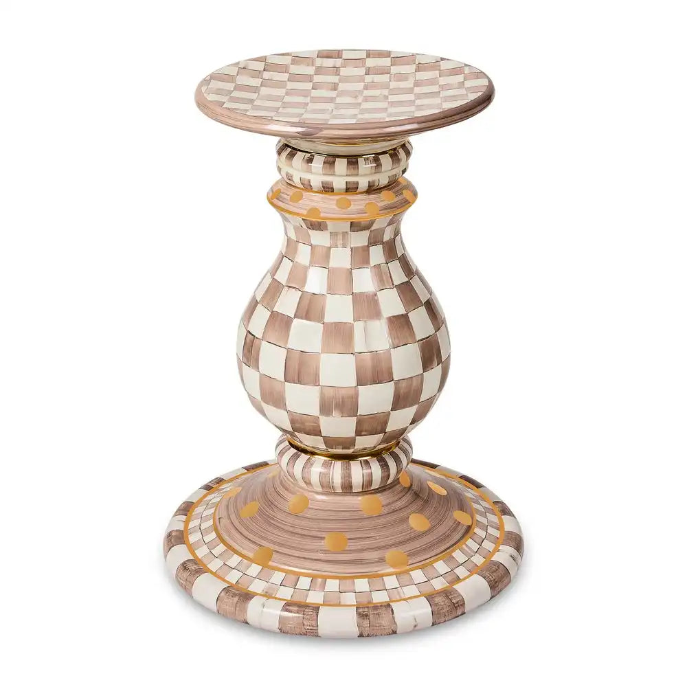 Mocha Check Ceramic Pedestal Table Base Main image