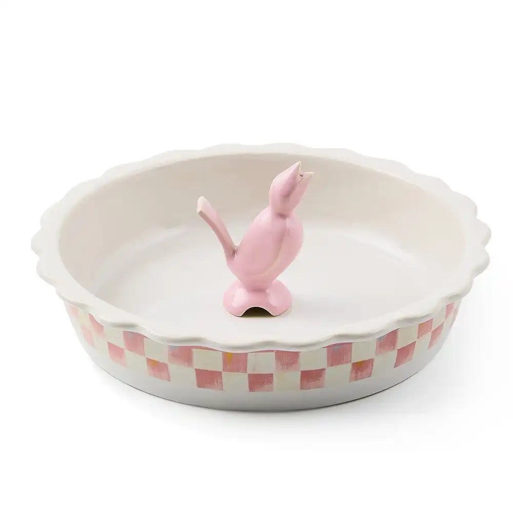 Rosy Check Everyday Pie Plate with Pie Bird