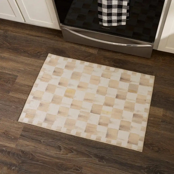 Mocha Checkered 3' x 5' Washable Rug