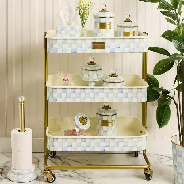 Mocha Check 3-Tier Kitchen Cart