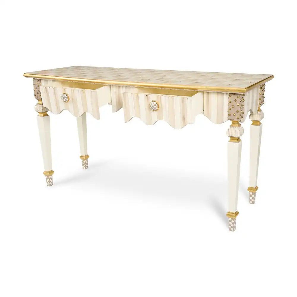 Mocha Check & Stripe Console Table Secondary image