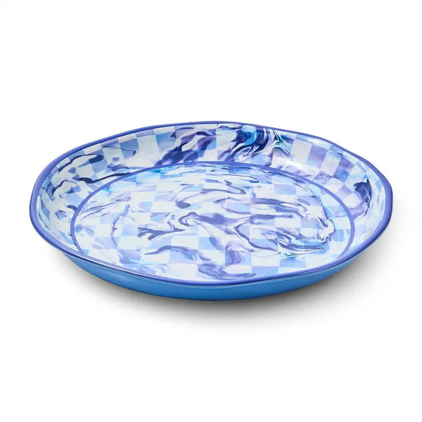 Pink Marble Check Melamine Serving Bowl